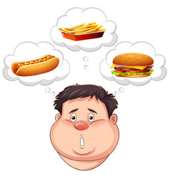 Overweight Man Thinking About Fast Food