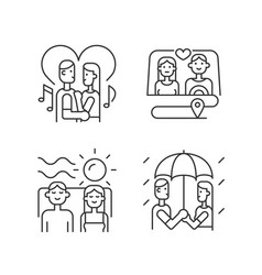 Couple Quality Time Linear Icons Set