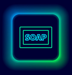 Glowing Neon Line Bar Of Soap Icon Isolated