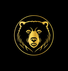 Gold Bear Head Icon Isolated On Black Background