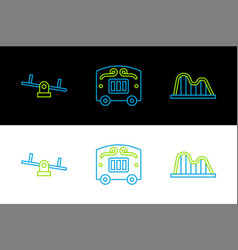 Set Line Roller Coaster Seesaw And Circus Wagon