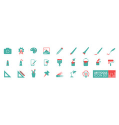 Art Tools Icon Set Isolated Silhouette Solid