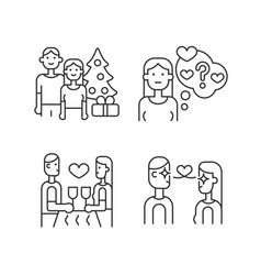 Couple In Love Linear Icons Set