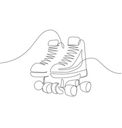 Retro Roller Skates Footwear One Line Art