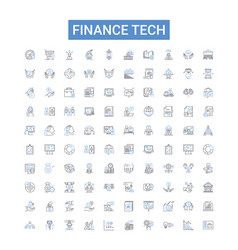 Finance Tech Outline Icons Collection Fintech