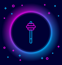 Glowing Neon Line Honey Dipper Stick Icon Isolated