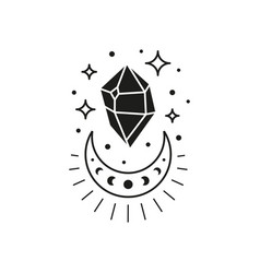 Hand Drawn Black Celestial Crystal