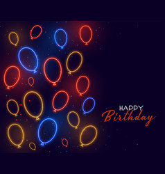 Happy Birthday Card In Neon Balloons Decoration