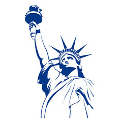 Blue Liberty Engraving Statue Silhouette Logo