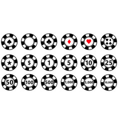 Casino Coins Chip Set On White Background Poker