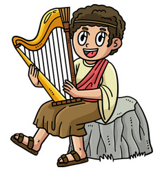 Christian David Playing The Harp Cartoon Clipart