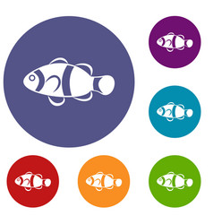 Cute Clown Fish Icons Set