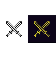 Outline Sword Battle Icon With Editable Stroke