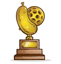 Pickleball Cartoon Trophy On A Wooden Base