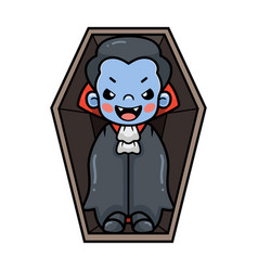 Cute Little Boy Dracula Cartoon Inside Coffin