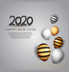 Happy New Year 2020 Black Number With Balloons