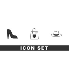 Set Woman Shoe Handbag And Man Hat Icon