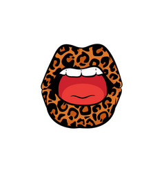 Open Women Mouth With Leopard Print On Lips Icon