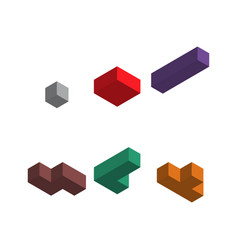 Set Of Color Tetris Isometric Block Color Puzzle