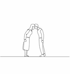 Continuous One Line Drawing Couple Man And Woman