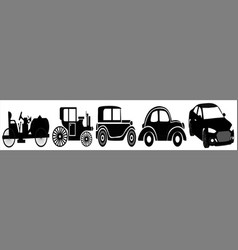 Evolution Of Car Silhouettes In Black And White