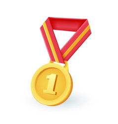 Gold Medal With Number One 3d Icon