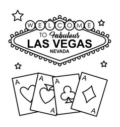 Las Vegas Billboard And Gambling Cards Line Style