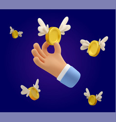 3d Hand With Gold Coin Background