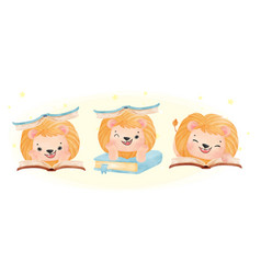 Group Of Three Cute Watercolor Happy Kid Lion