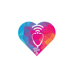 Stethoscope Wifi Heart Shape Logo Icon Design