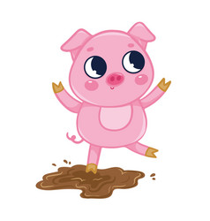 A Cute Pig Plays In The Mud