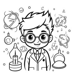 Coloring Book For Children Boy With Science