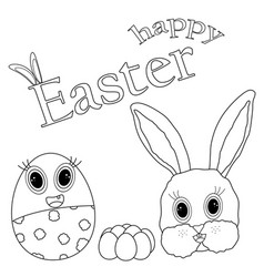 Easter Hare And Eggs Happy Inscription