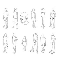 Mannequin Icons Set Outline