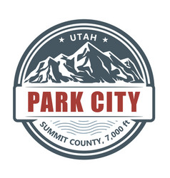 Park City Utah Ski Resort Stamp Emblem With Snow