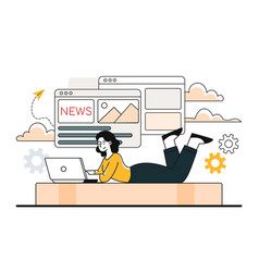 Reading Latest Or Hot News Online Concept