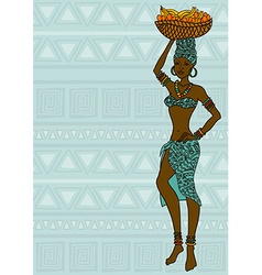 African Girl With Fruit Basket On The Head