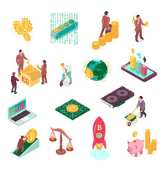 Blockchain Cryptocurrency Isometric Set