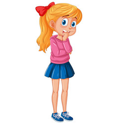 Cartoon Of A Pensive Young Girl