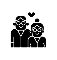 Elderly Couple In Love Black Glyph Icon