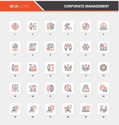 Corporate Management Flat Line Web Icon Concepts