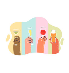 Glasses With Different Alcohol Drinks In Hands