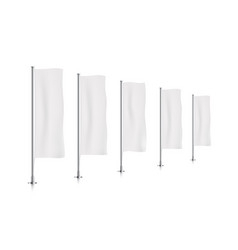 Row Of White Vertical Banner Flags