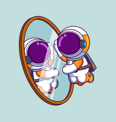 An Astronaut Looking In The Mirror