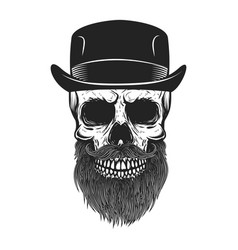 Bearded Skull In Gentleman Hat In Vintage