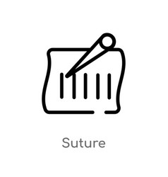 Outline Suture Icon Isolated Black Simple Line