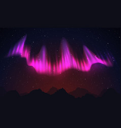 Realistic Northern Pink Lights Night Sky