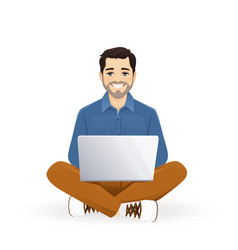 Man Sitting With Laptop