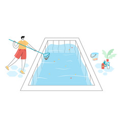 Pool Maintenance Skimming Leaves