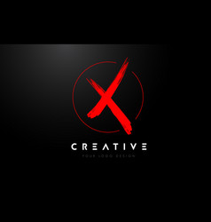 Red X Brush Letter Logo Design Artistic